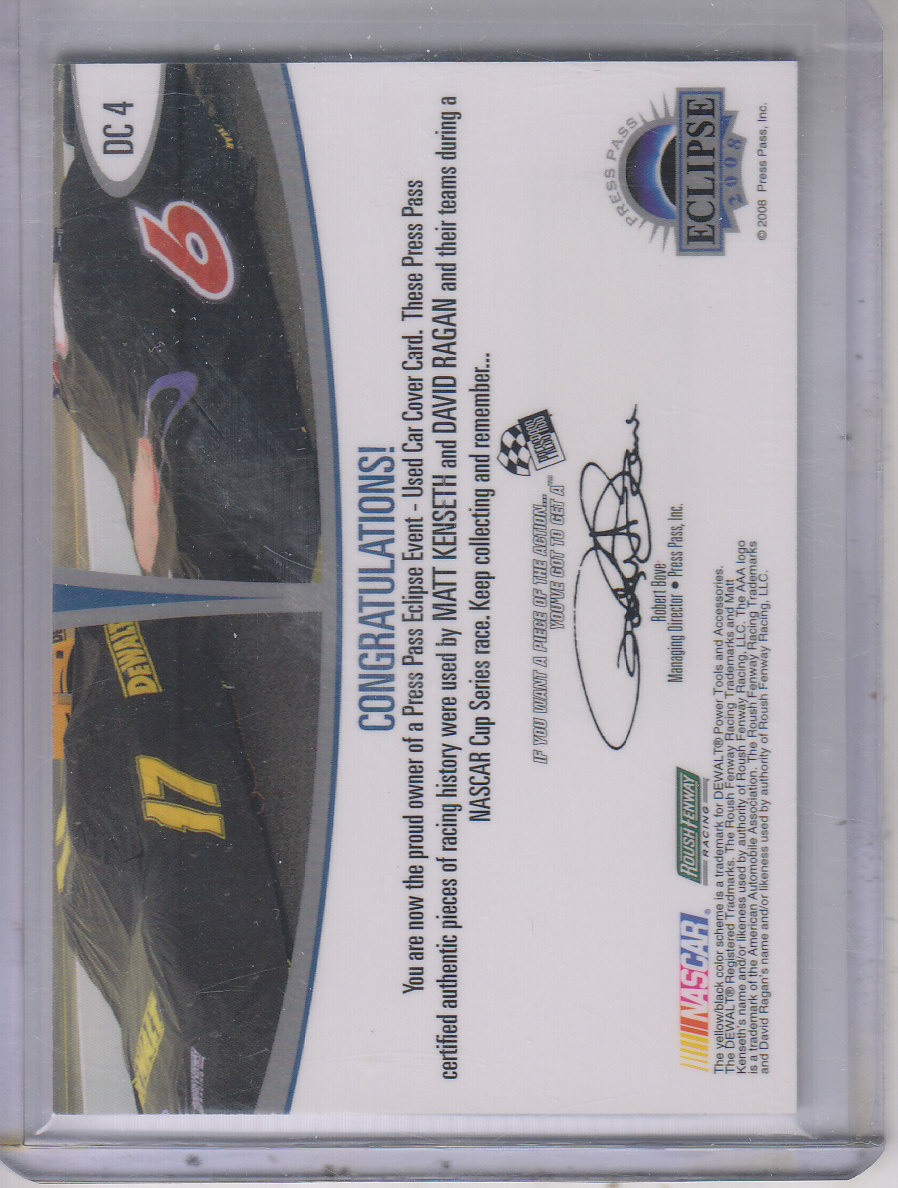 2008 Press Pass Eclipse Under Cover Double Cover NASCAR #DC4 Matt Kenseth/David Ragan back image