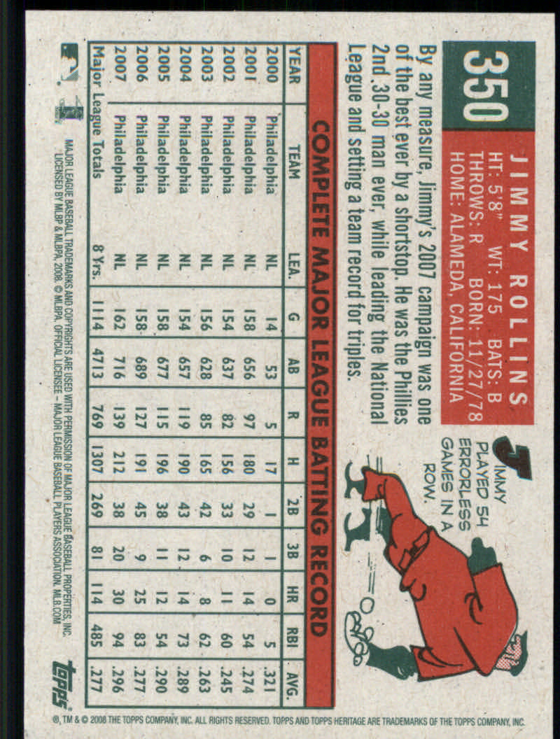 2008 Topps Heritage Baseball "Main Set" Cards #251 to #500 - Picture 124 of 205