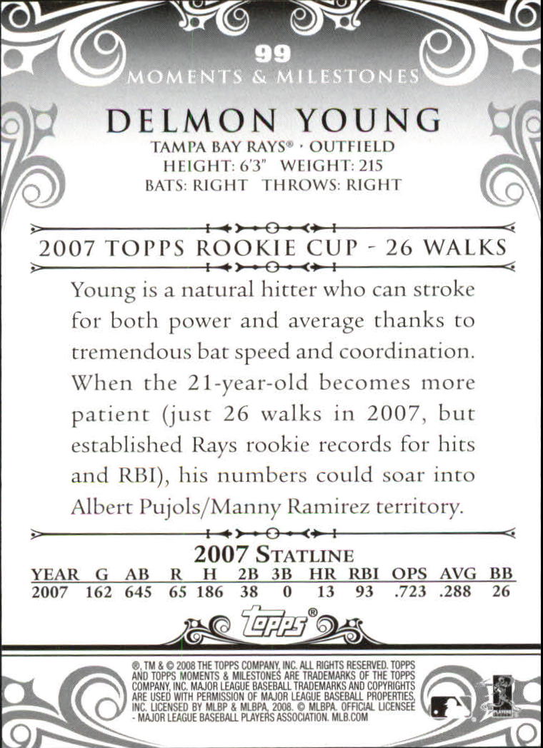 2008 Topps Moments and Milestones #99-4 Delmon Young back image