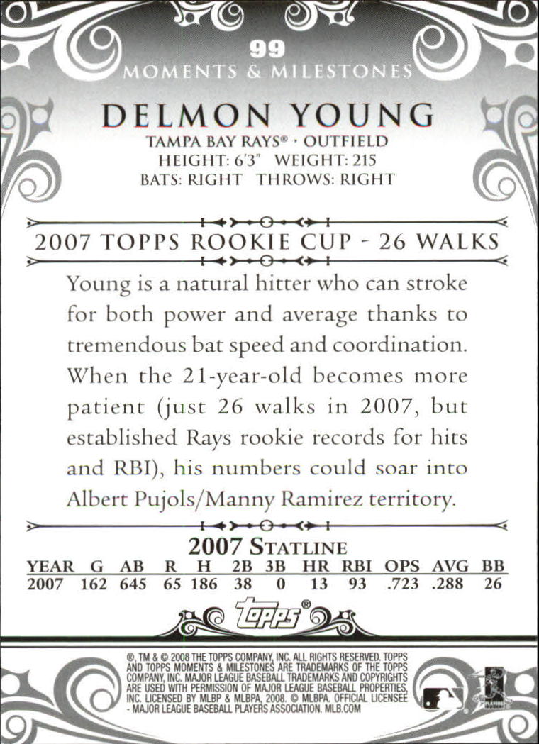 2008 Topps Moments and Milestones #99-20 Delmon Young back image