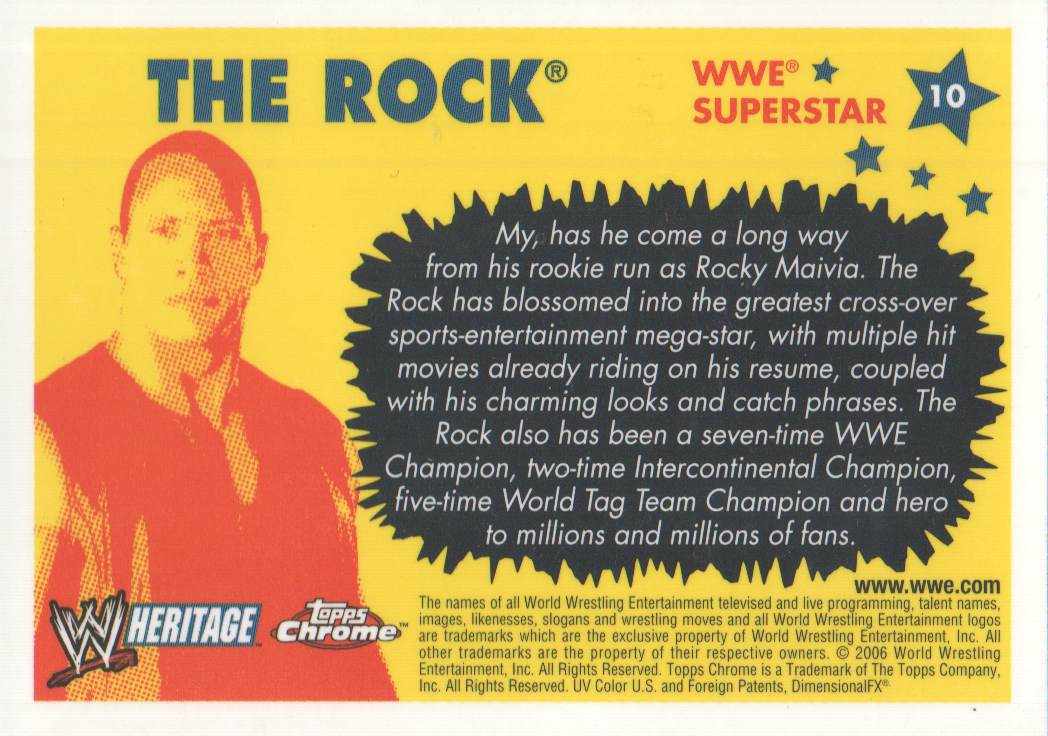 2006 Topps Heritage Chrome WWE #10 The Rock back image