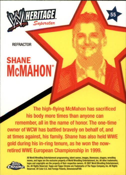 2007 Topps Heritage II Chrome WWE Refractors #55 Shane McMahon back image