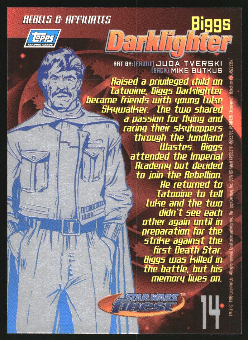 1996 Finest Star Wars #14 Biggs Darklighter back image