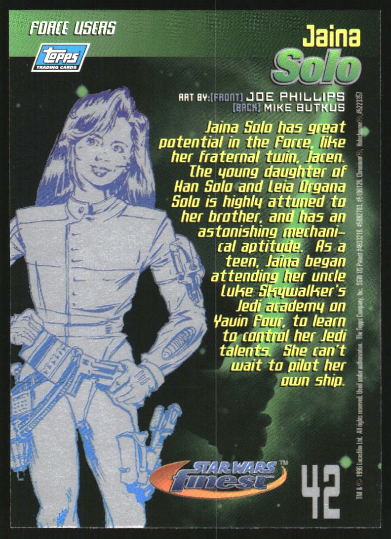 1996 Finest Star Wars #42 Jaina Solo back image