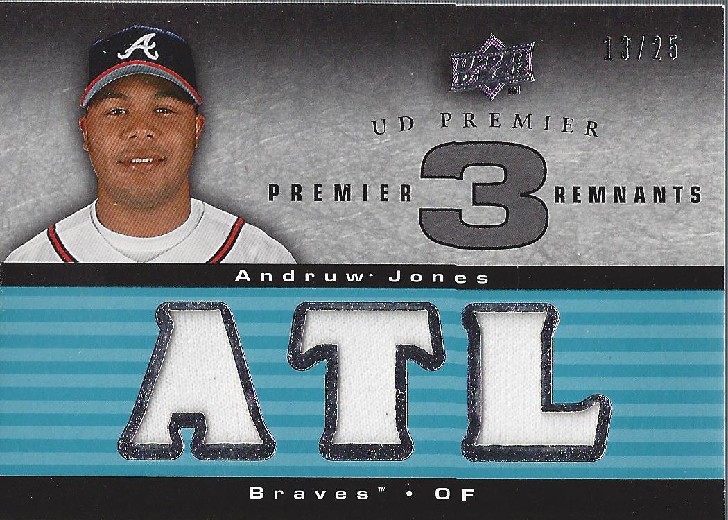 2008 Upper Deck Premier Remnants Triple Blue-Silver #AJ Andruw Jones ATL/25