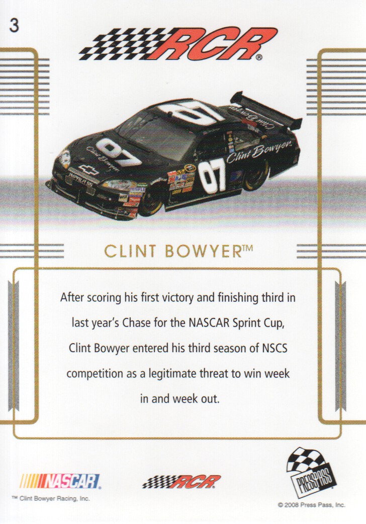 2008 Press Pass Premium #3 Clint Bowyer back image
