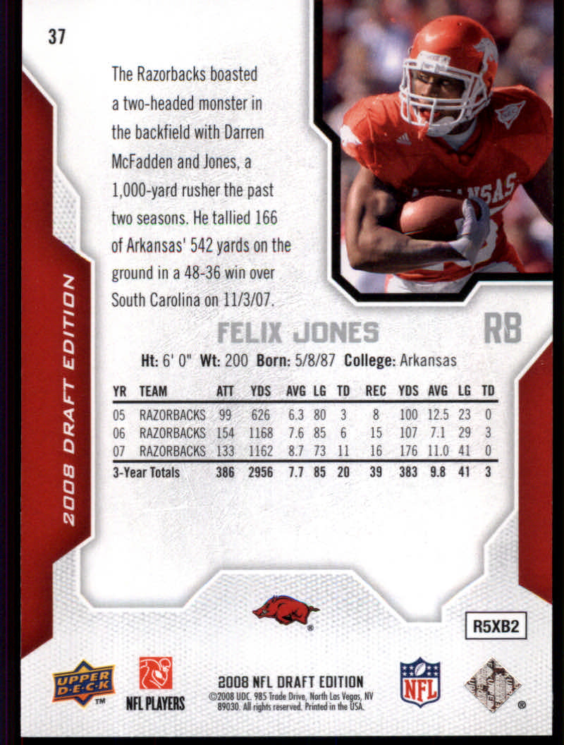 2008 Draft Edition (Upper Deck) Football "Main Set" Cards #1 to #250 - Picture 75 of 385