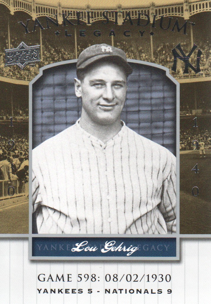 2008 Upper Deck Yankee Stadium Legacy Collection #598 Lou Gehrig