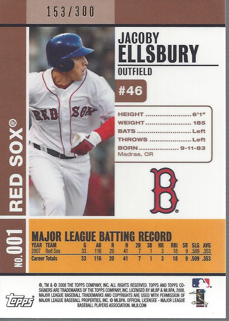 2008 Topps Co-Signers Silver Bronze #1a Jacoby Ellsbury back image