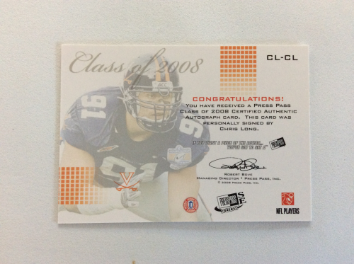 2008 Press Pass SE Class of 2008 Autographs #CLCL Chris Long/185* back image