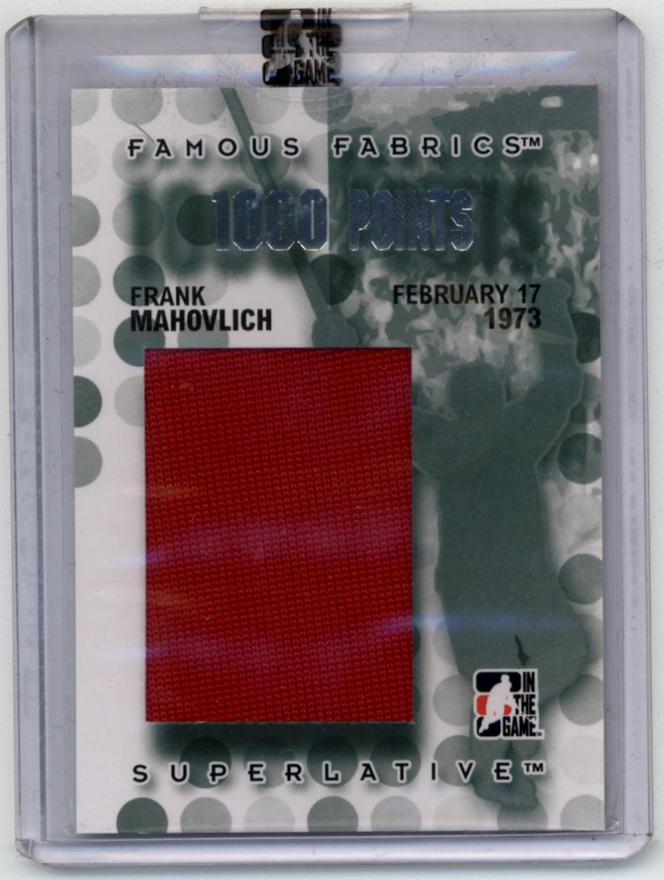 2007-08 ITG Superlative Famous Fabrics 1000 Points Silver #FFP08 Frank Mahovlich