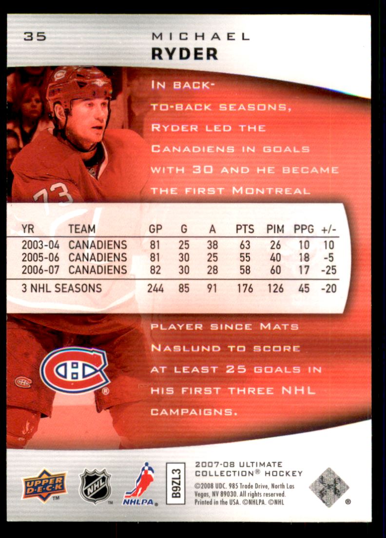 2007-08 Ultimate Collection #35 Michael Ryder back image