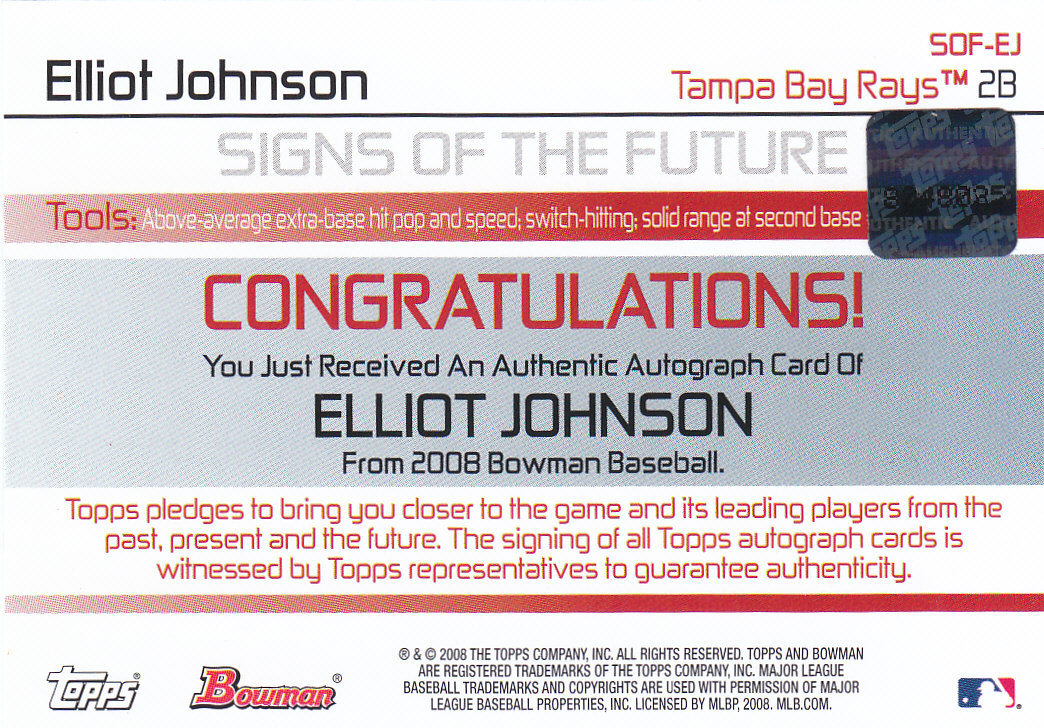 2008 Bowman Baseball "Autographs" Insert Cards - Bild 7 von 11