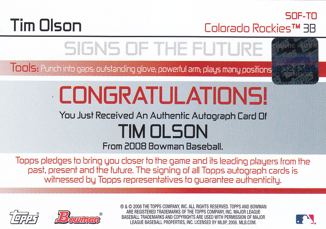 2008 Bowman Baseball "Autographs" Insert Cards - Bild 11 von 11