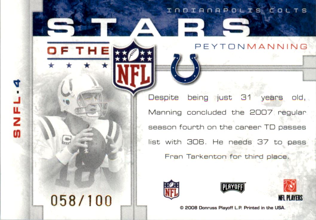 2008 Playoff Prestige Stars of the NFL Foil #4 Peyton Manning back image