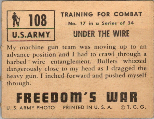 1950 Topps Freedom's War #108 Under the Wire back image