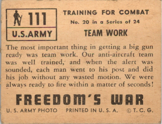 1950 Topps Freedom's War #111 Team Work back image