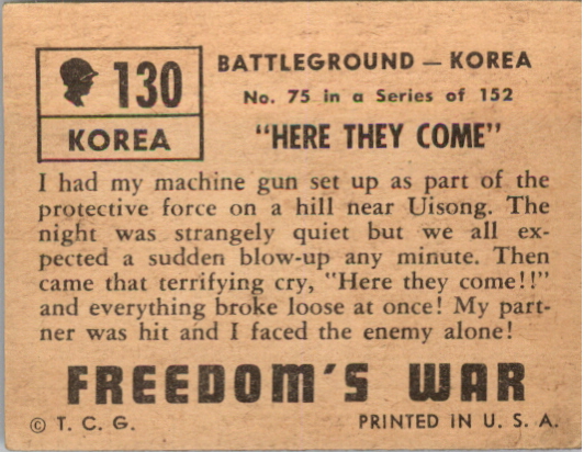 1950 Topps Freedom's War #130 Here They Come back image