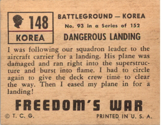 1950 Topps Freedom's War #148 Dangerous Landing back image