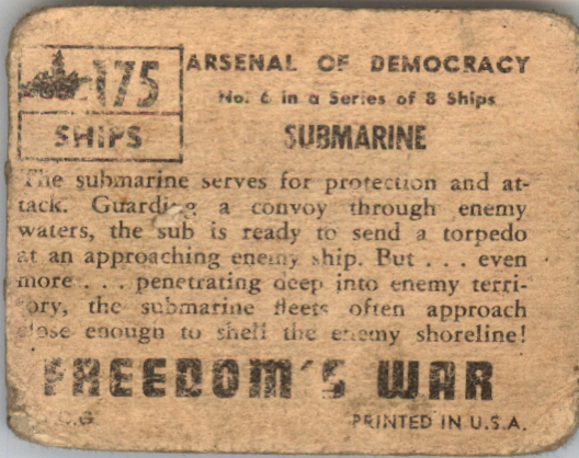 1950 Topps Freedom's War #175 Submarine back image