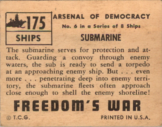 1950 Topps Freedom's War #175 Submarine back image