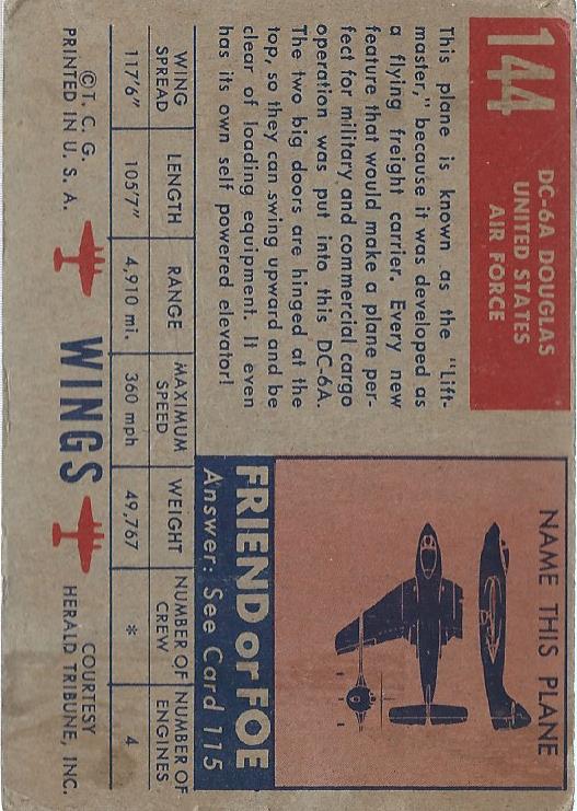 1952 Topps Wings #171 Meteor N.F. MK-11 back image