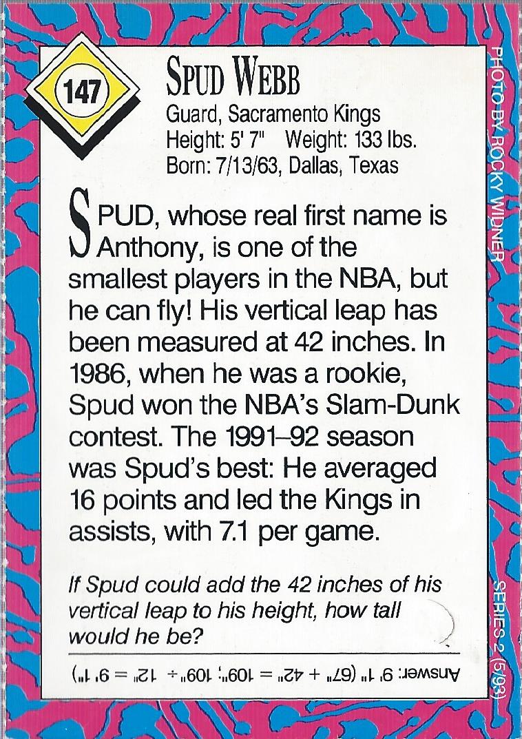 1993 Sports Illustrated for Kids II #147 Spud Webb BK back image