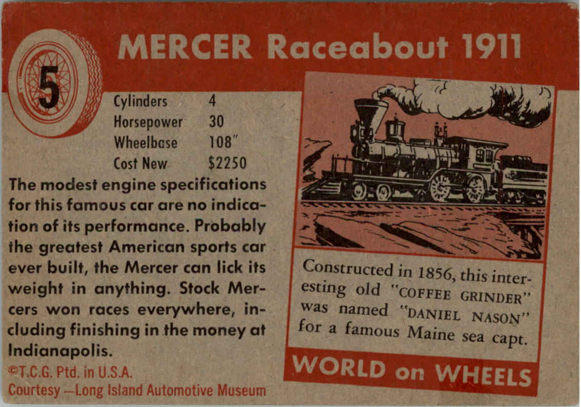 1954-55 Topps World on Wheels #5 Mercer back image