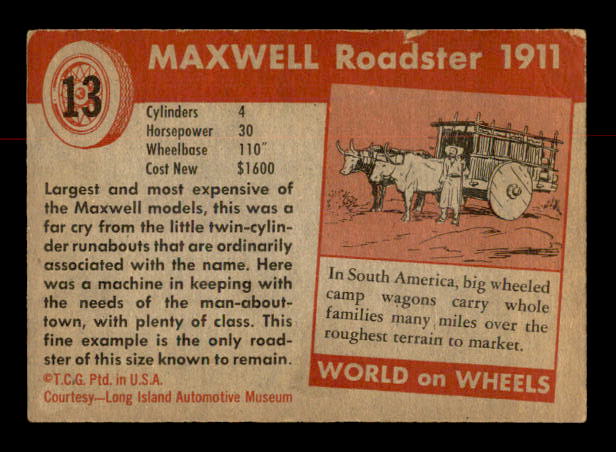 1954-55 Topps World on Wheels #13 Maxwell back image