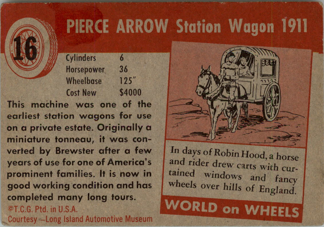 1954-55 Topps World on Wheels #16 Pierce Arrow back image