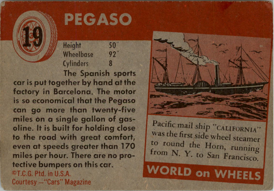 1954-55 Topps World on Wheels #19 Pegaso back image