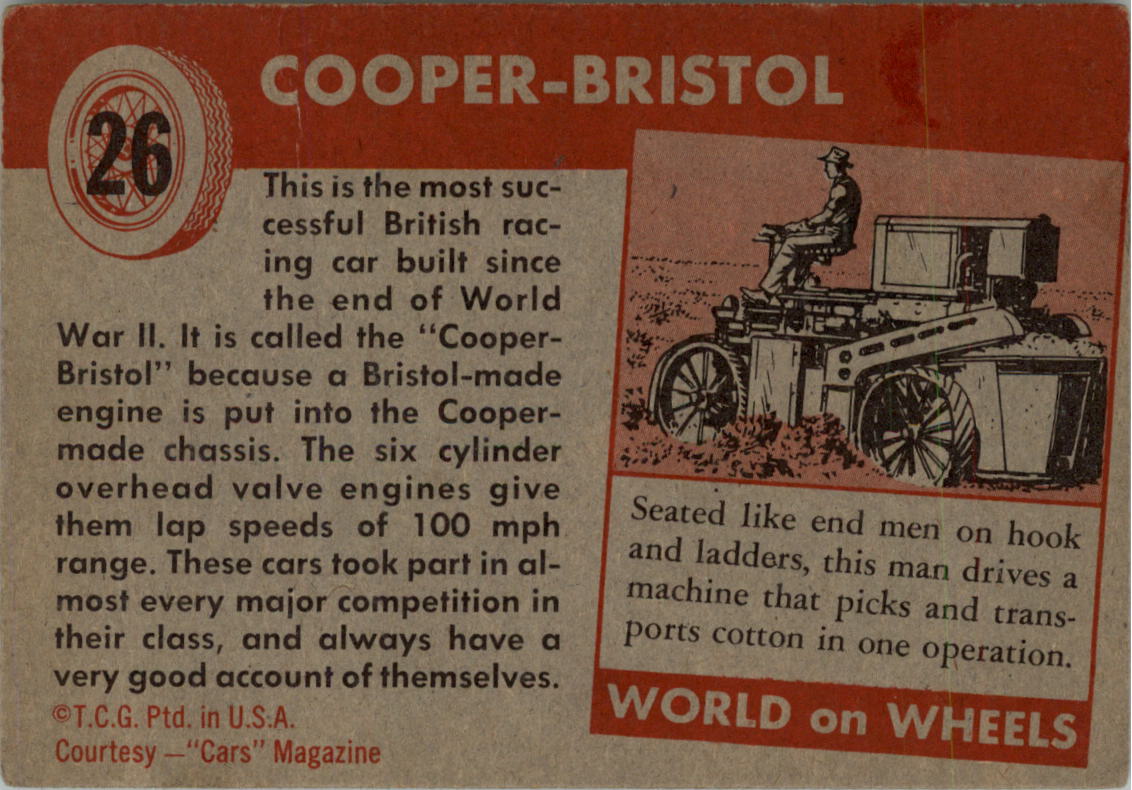 1954-55 Topps World on Wheels #26 Cooper-Bristol back image