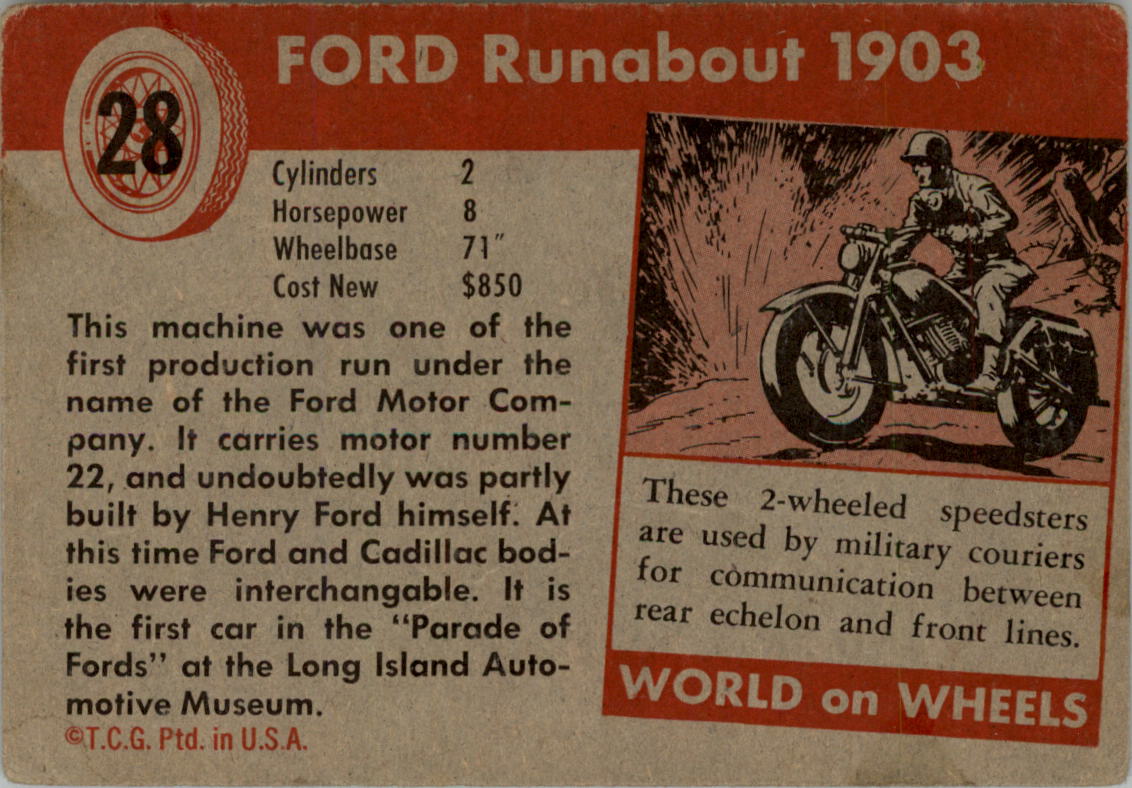1954-55 Topps World on Wheels #28 Ford back image