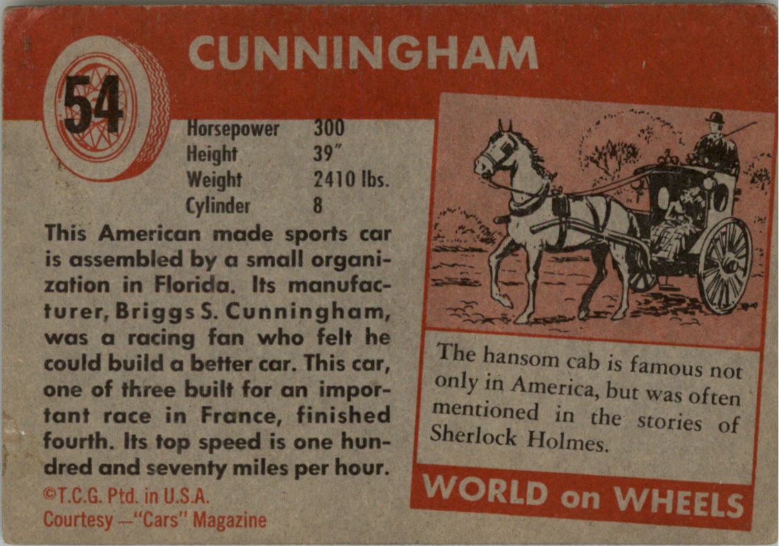 1954-55 Topps World on Wheels #54 Cunningham back image