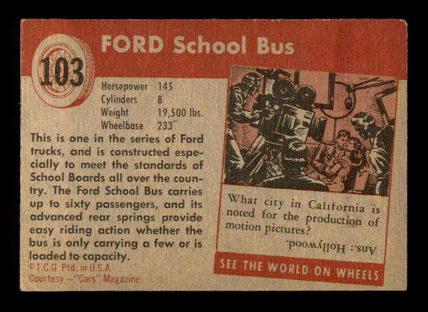 1954-55 Topps World on Wheels #103 Ford back image