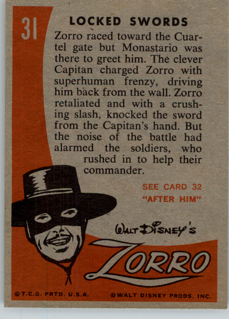 1958 Topps Zorro #31 Locked Swords back image