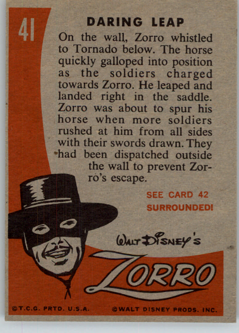 1958 Topps Zorro #41 Daring Leap back image