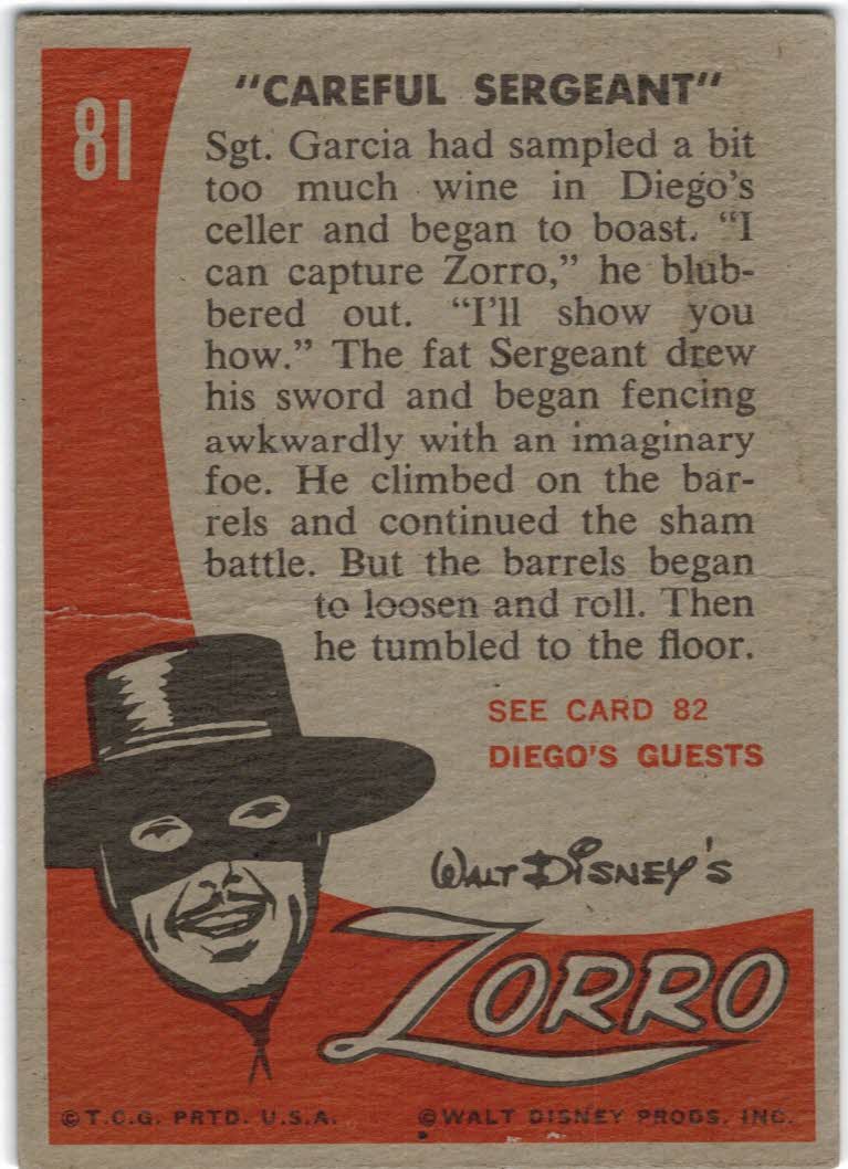 1958 Topps Zorro #81 Careful Sergeant back image