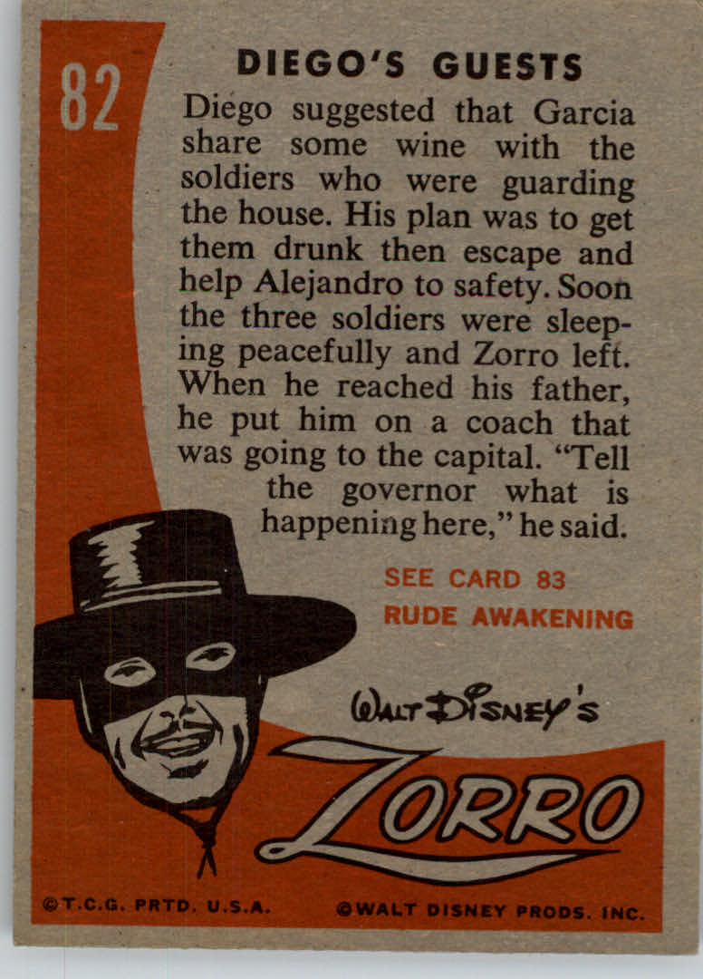 1958 Topps Zorro #82 Diego's Guests back image