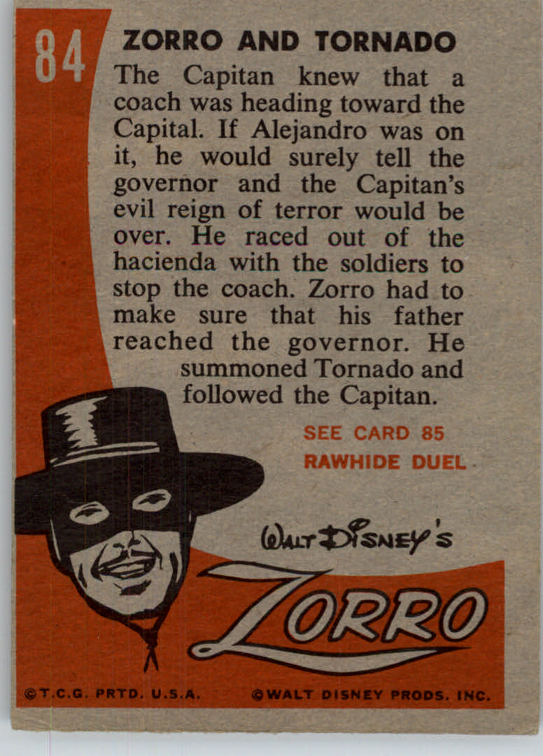 1958 Topps Zorro #84 Zorro and Tornado back image