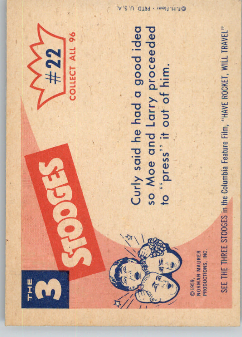 1959 Fleer The Three Stooges #22 What Do You Think I Am, a Pair back image