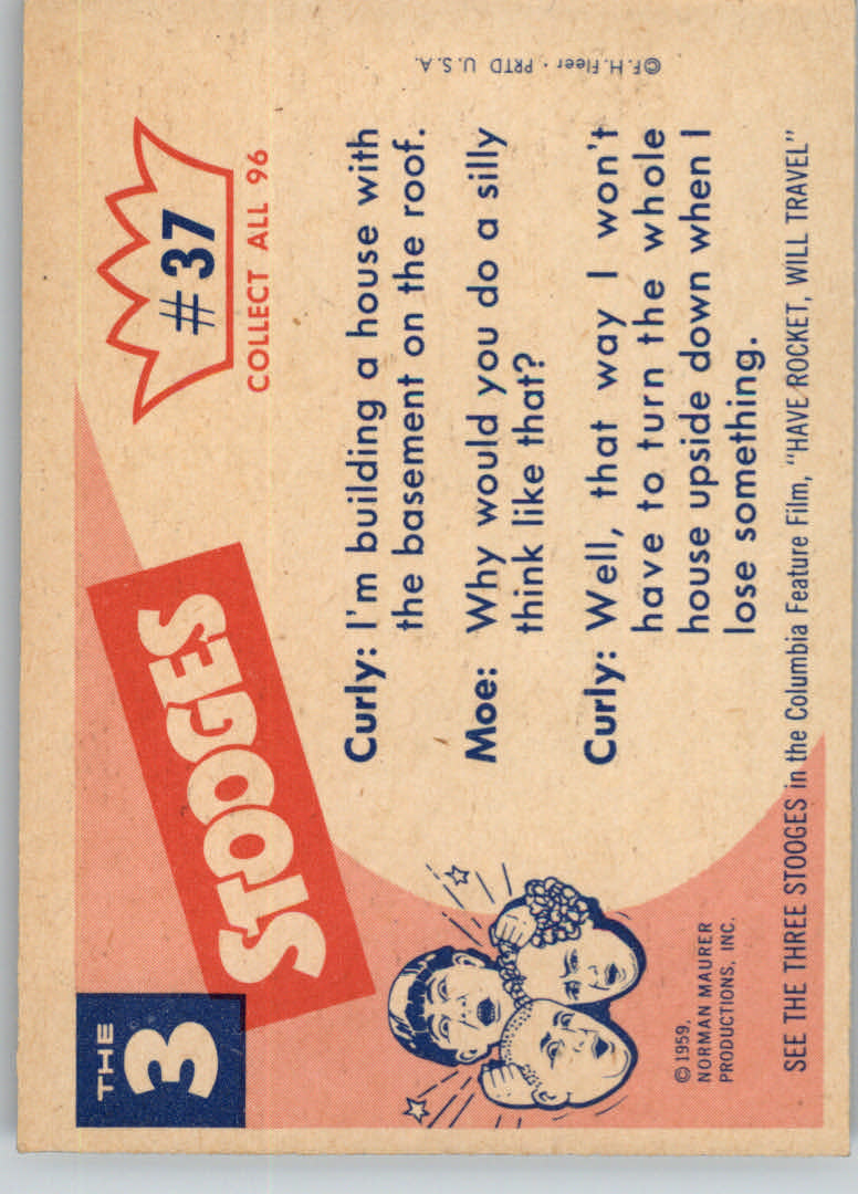 1959 Fleer The Three Stooges #37 I Told You to Turn Off the Fan back image