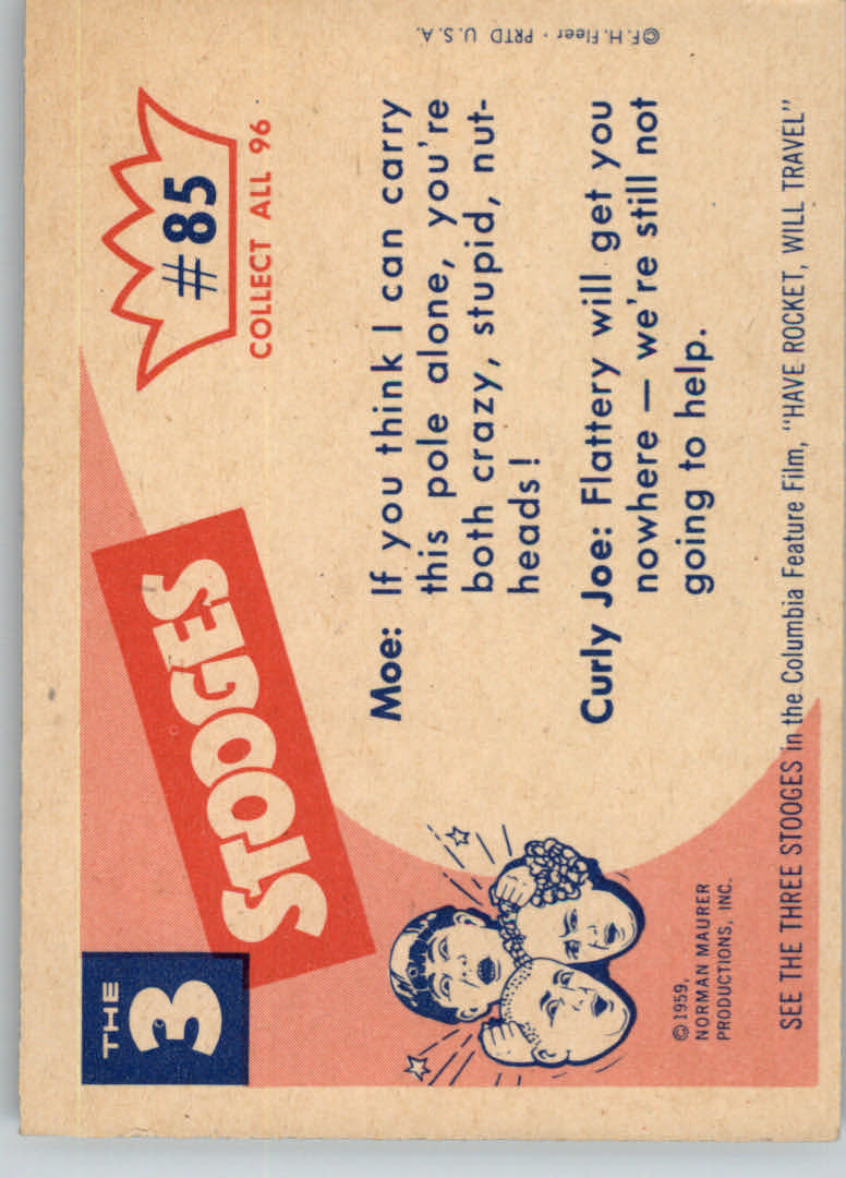 1959 Fleer The Three Stooges #85 Give Me a Hand, I Can't Carry back image