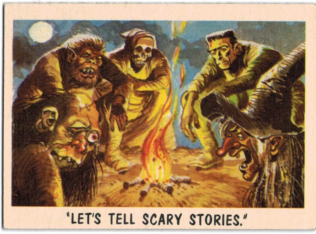 1959 Topps You'll Die Laughing Funny Monsters #19 Let's Tell Scary Stories