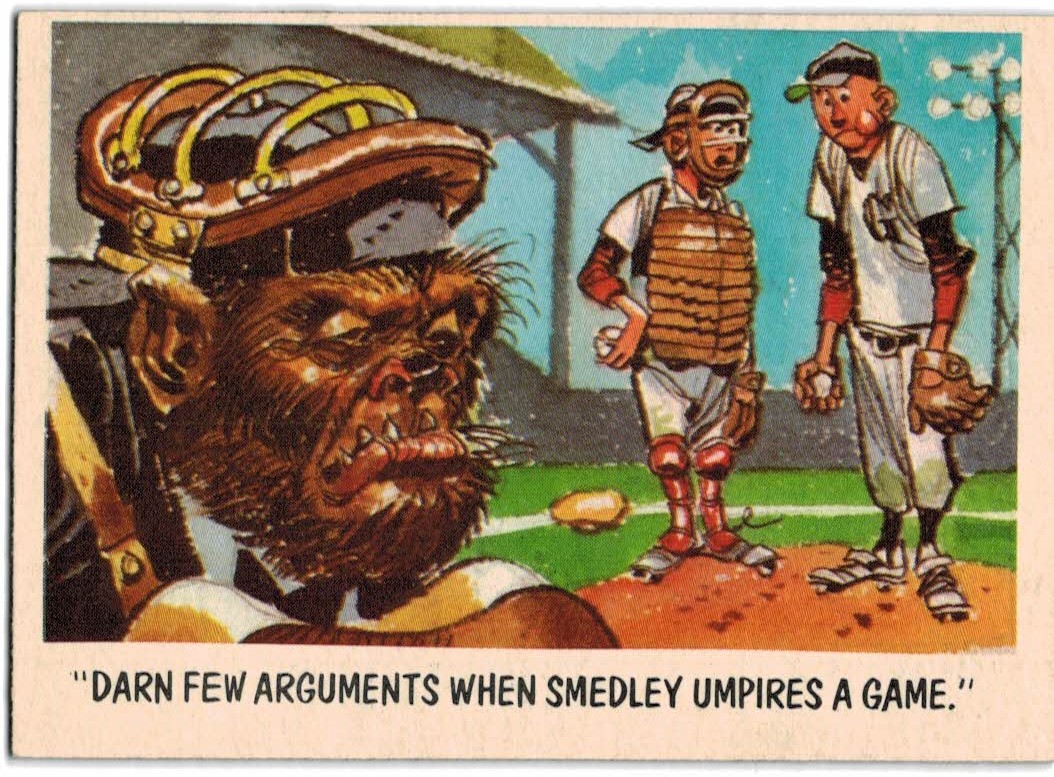 1959 Topps You'll Die Laughing Funny Monsters #54 Darn Few Arguments When Smedle