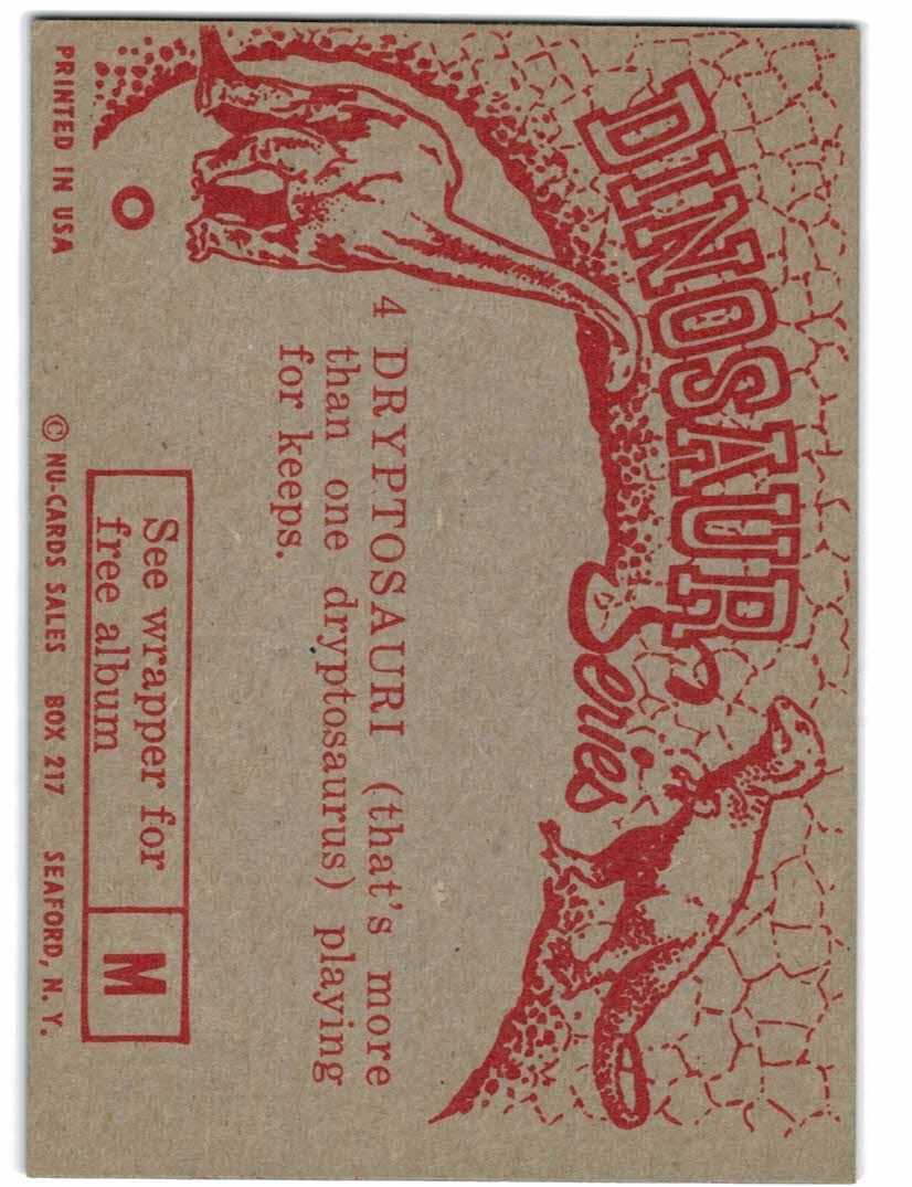 1961 Nu-Cards Dinosaur Series #4 Dryptosauri back image