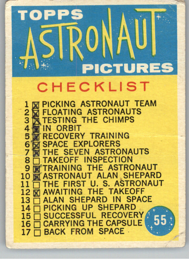 1963 Topps Astronauts #55 Checklist