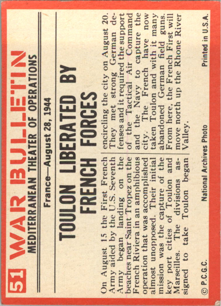 1965 Philadelphia War Bulletin #51 Home Again back image