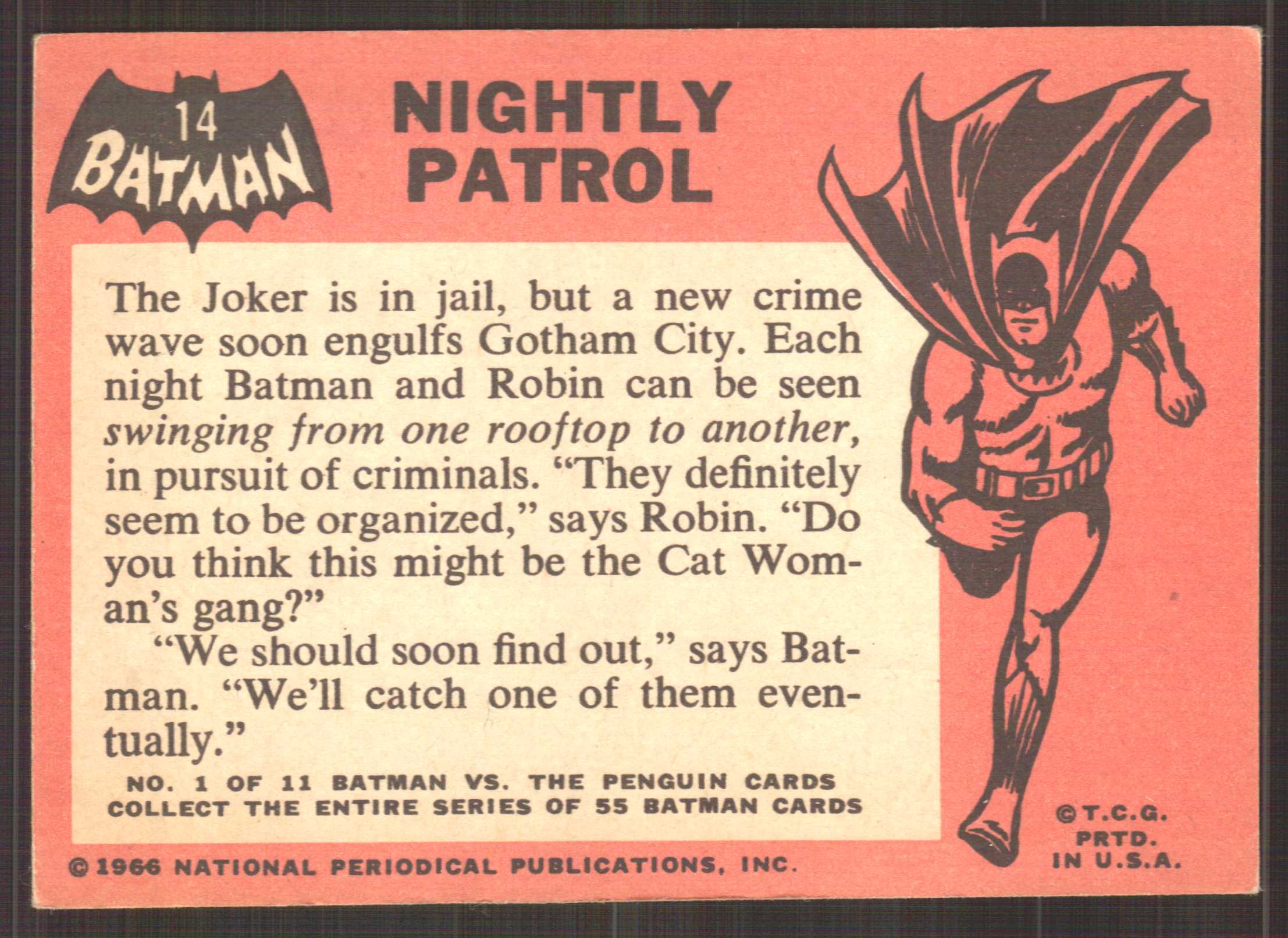 1966 Topps Batman Black Bat #14 Nightly Patrol back image