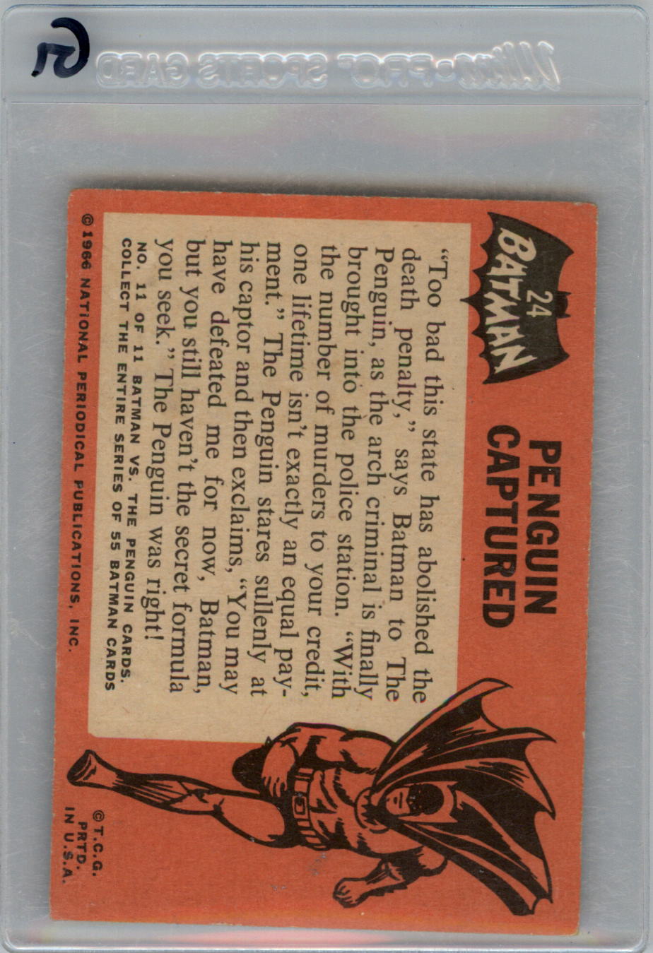 1966 Topps Batman Black Bat #24 Penguin Captured back image